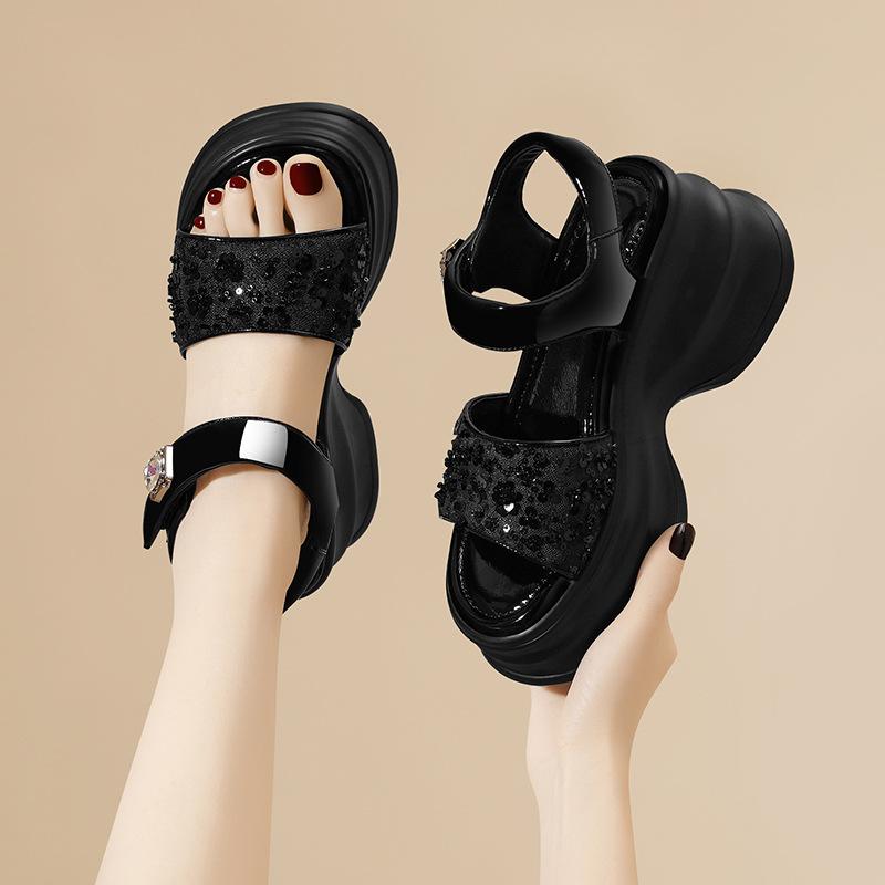 French platform sandals women's summer women's shoes muffin slimming sandals Roman beach sandals are fashionable for outerwear