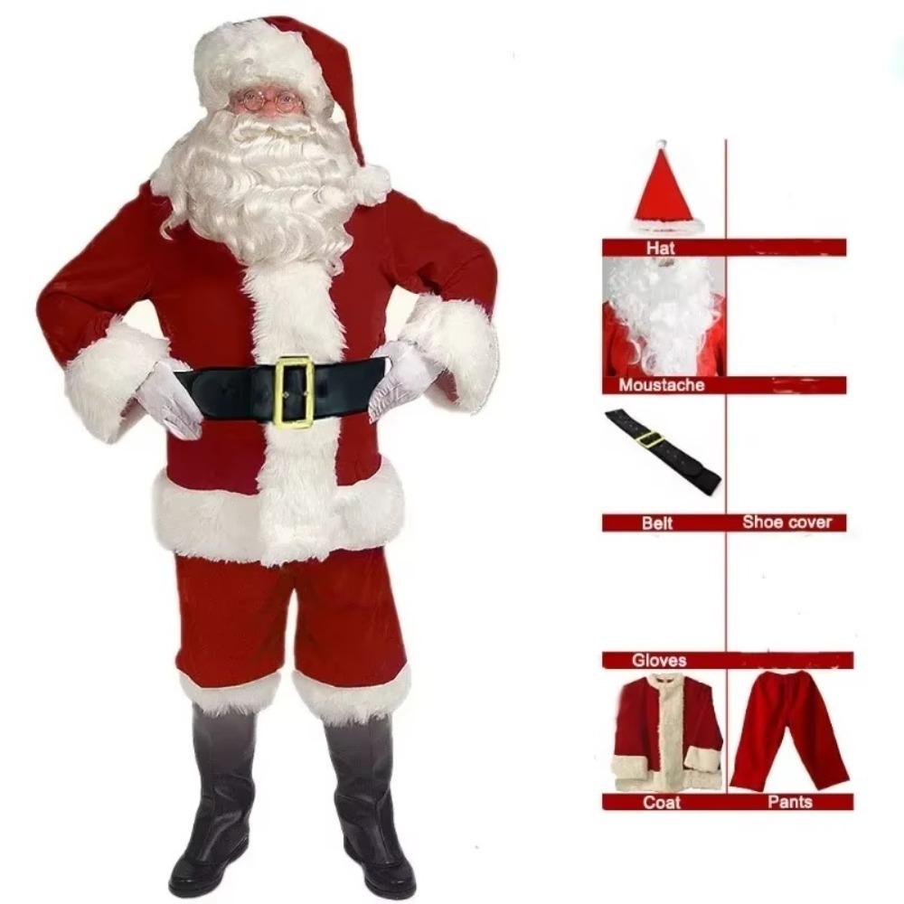 

5/6/7pcs Red Christmas Costume Set Classic Festival Party Clothes New Cosplay Clothes Women Men 5pcs Set