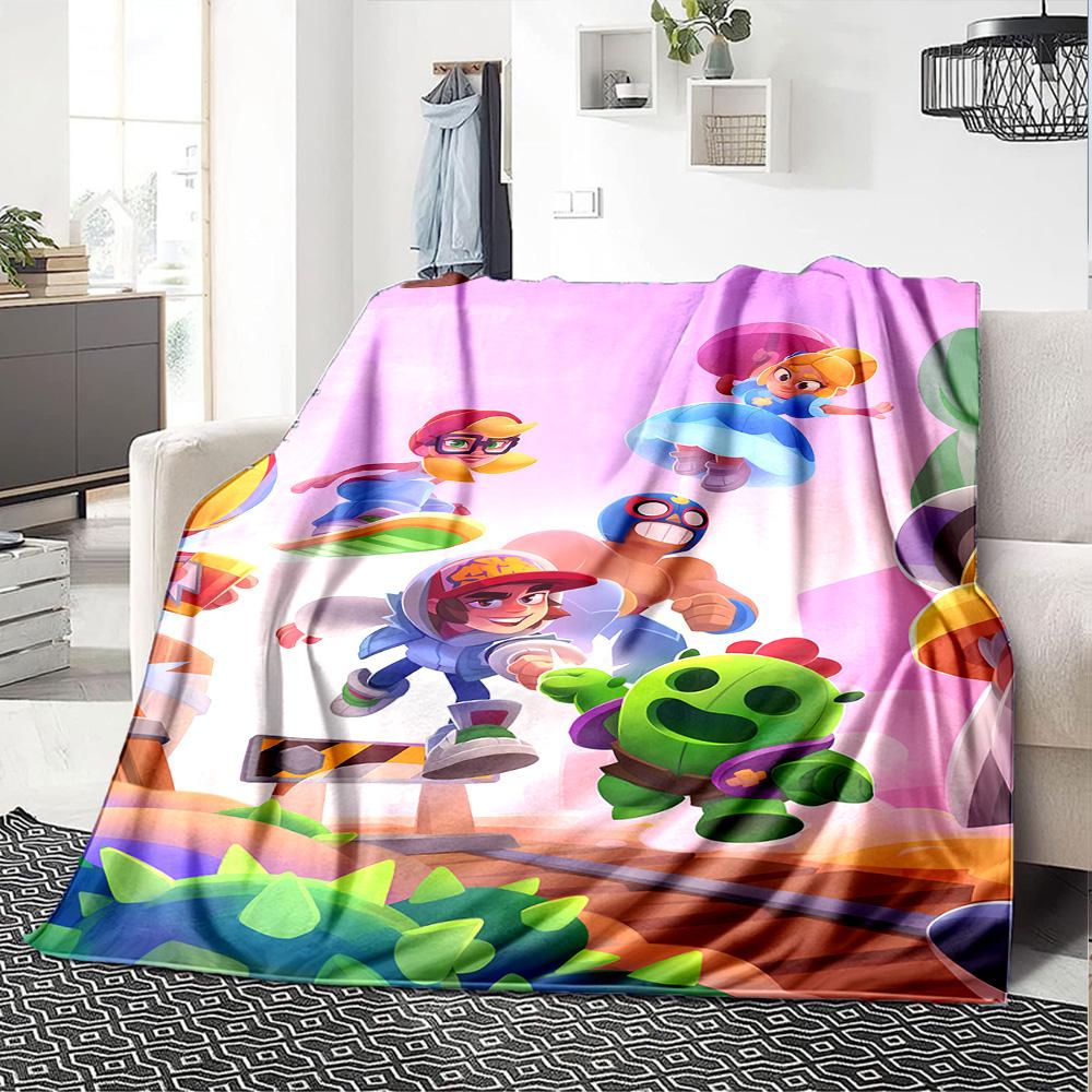 Brawl Stars Blanket Durable Comfort Great for Office Picnics Office Chair for All Seasons Playful Design Ideal Gift For Birthday Valentine'S Day