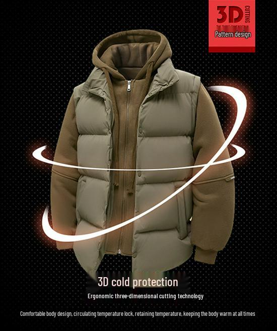 Unisex Color Block Cotton Jacket: Warm Hooded Coat for Autumn/Winter