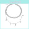 Chic Water Wave Chain Necklace Featuring Beautiful Moon And Star Charms For Women