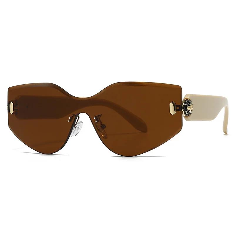 Vintage  Rimless Oversized Sunglasses Women For Men Luxury Brand Design Sun Glasses Punk Popular Rivet Irregular Shades Uv400