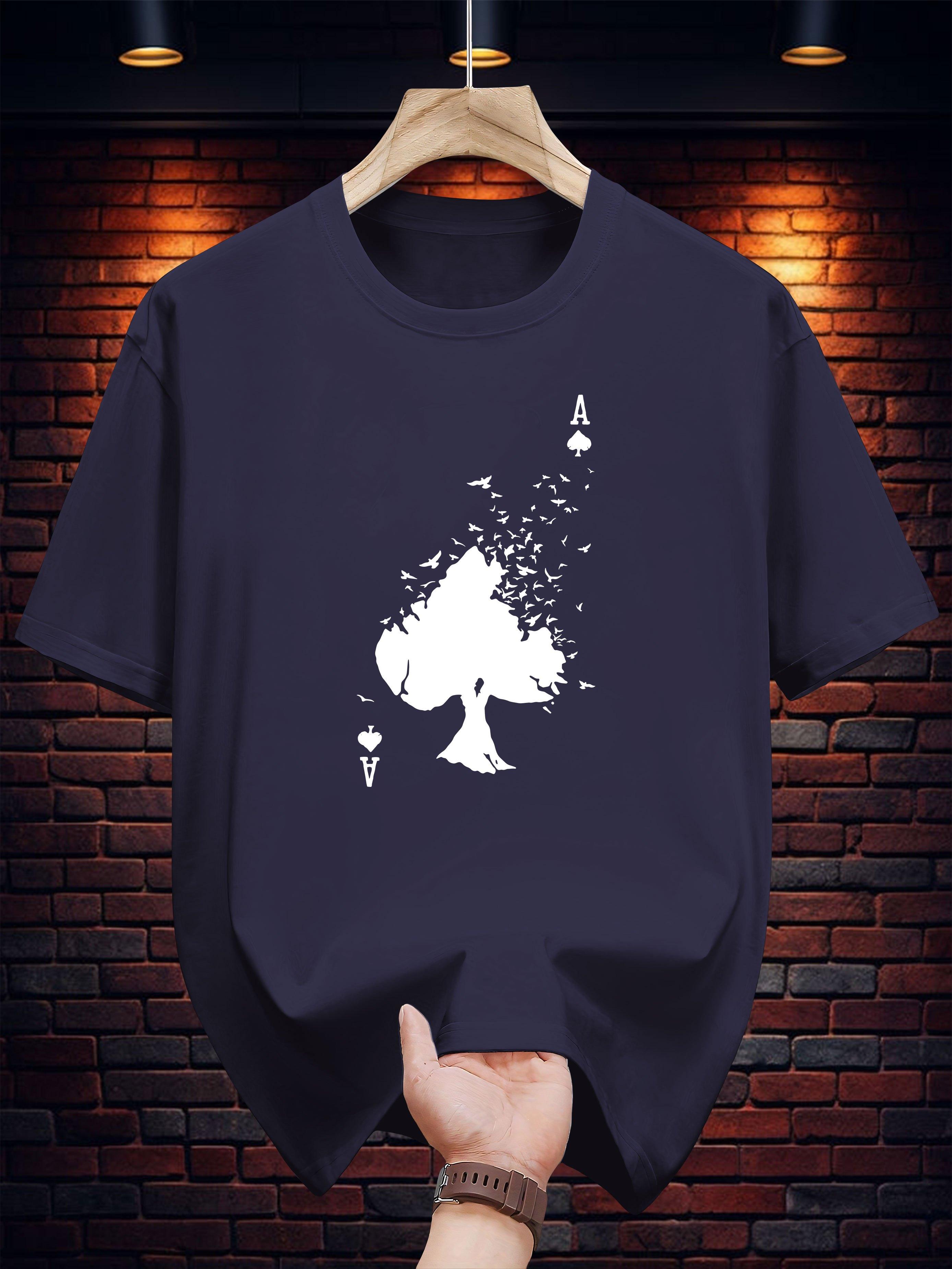 T-shirt with Artistic Tree Print - Breathable Regular Fit Casual Summer Tee XL