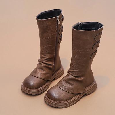 Kids Shoes Boots for Girl Simple Patchwork Children Fashion Boots Thick Bottom Round-toe Versatile Toddlers Causal Catwalk Boots