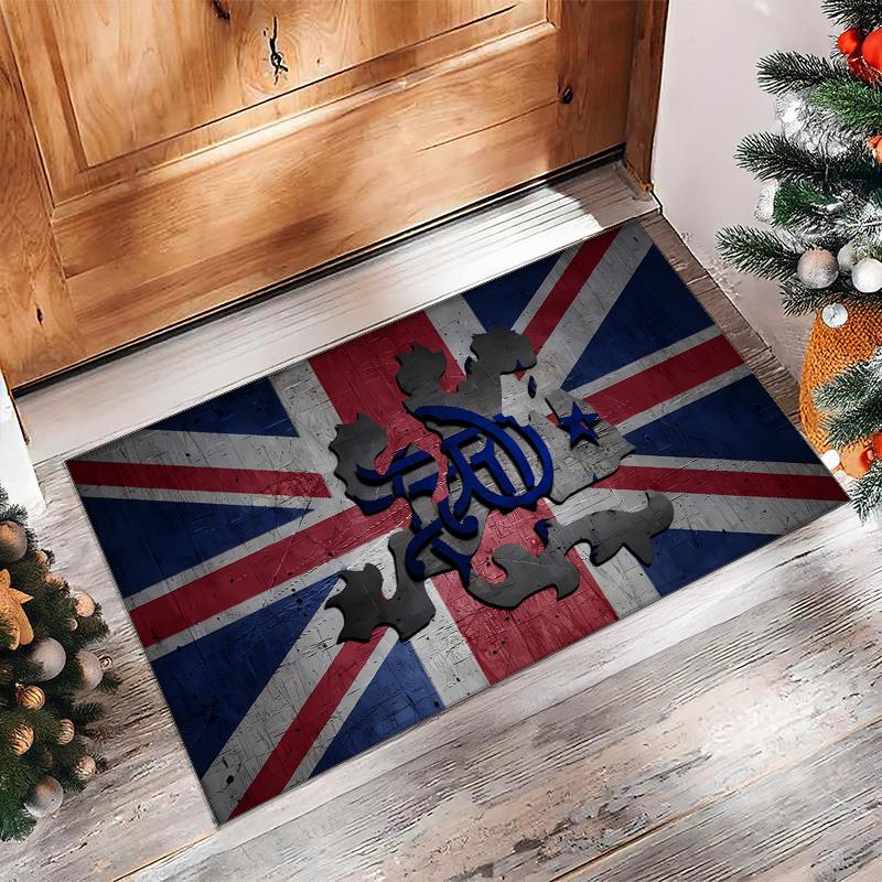 Rangers Football Bedruckter Flanell Teppich rutschfest weich Polyester Boden Teppich Indoor Dekor Matte für Schlafzimmer Wohnzimmer Sofa