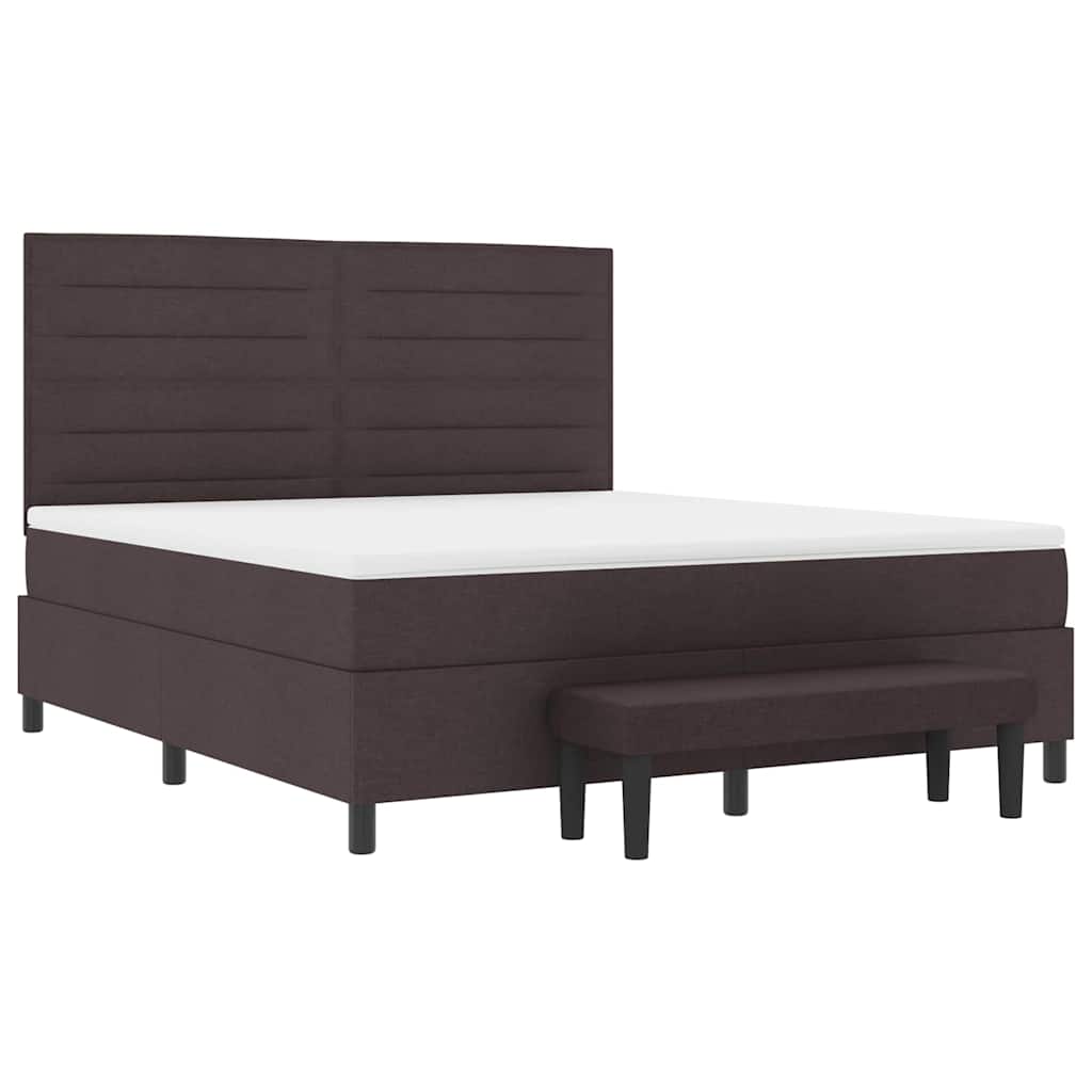 Box Spring Bed with Headboard Dark Brown 180 X 200 Cm Fabric