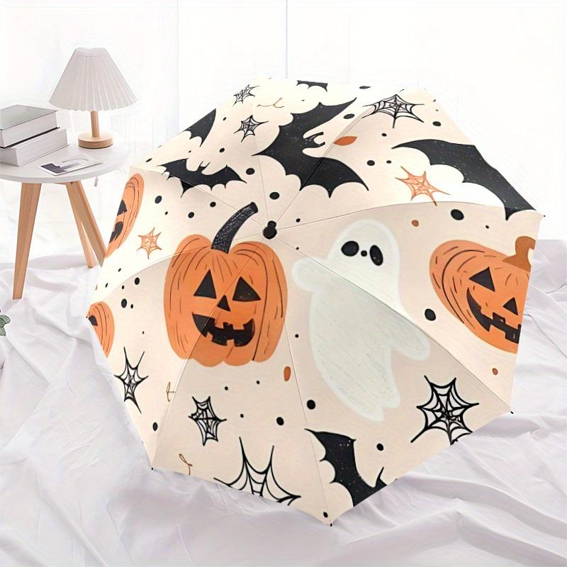 1pc Halloween Pumpkins Automatic Open/Close Umbrella with One Touch Button, Compact Folding Canopy, Sturdy 8 Rib Windproof Design   Lightweight  09