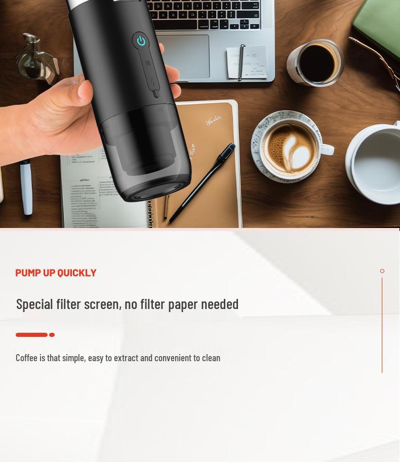 Compact Automatic Travel Espresso Machine with Pump Pressure