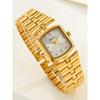 Luxury Ladies Fashion Quartz Watch Simple Scale Square Dial Gold Plated Women Watches Business Stainless Steel Clock