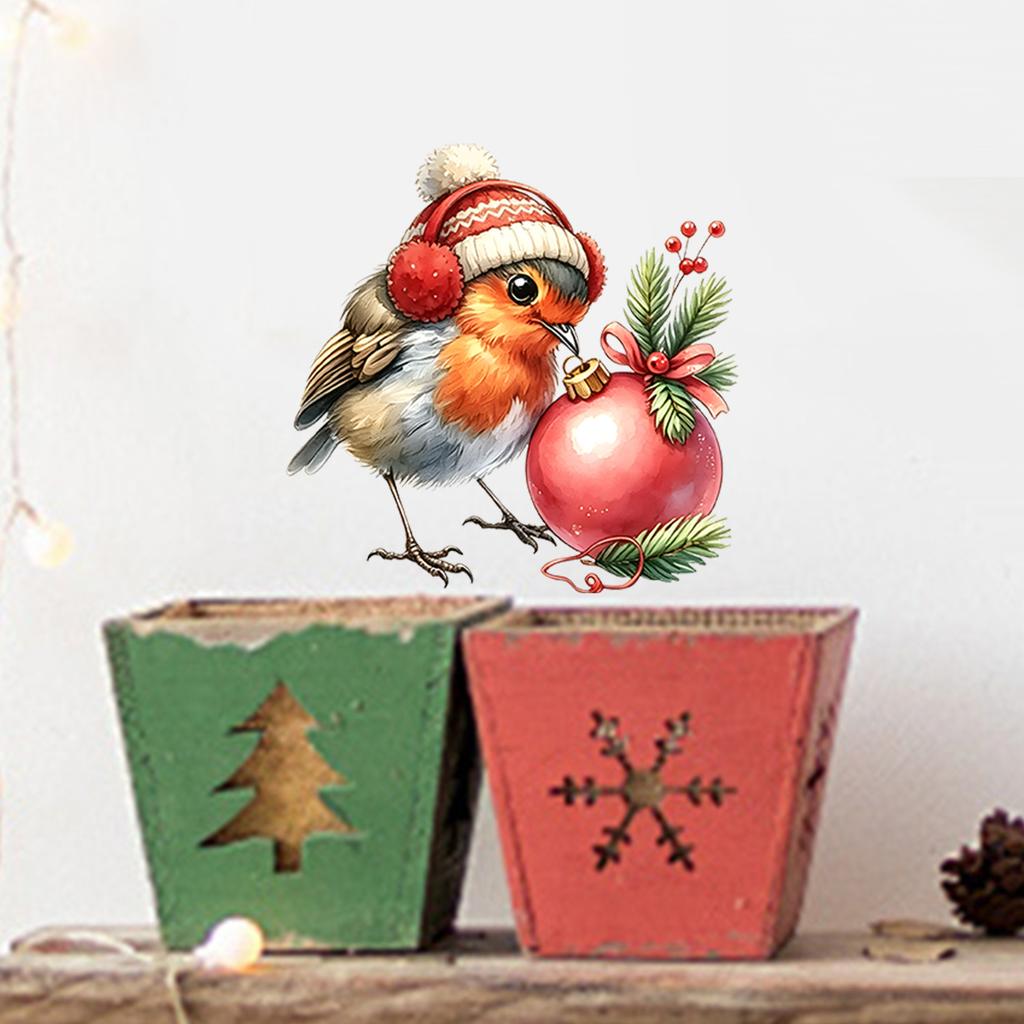 Sticker Watercolor Festive Robin Wool Wall Sticker for Decorating The Living Room Wall Surface