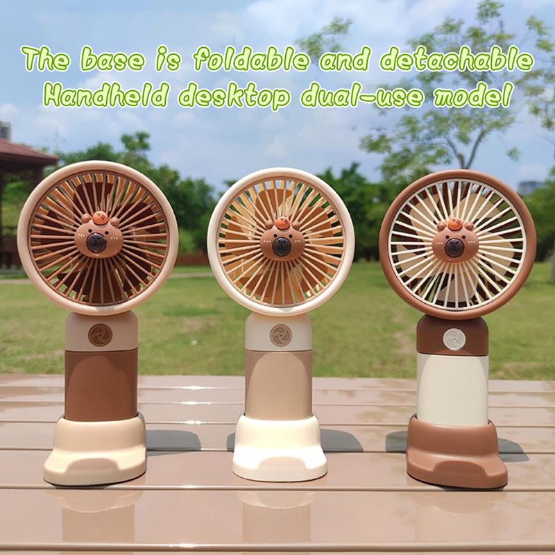 Cute Cartoon Capybara Portable Mini Pocket Cooling Fan  Detachable Dock Handheld Fan Outdoor Usb Charging Small Fan Gifts