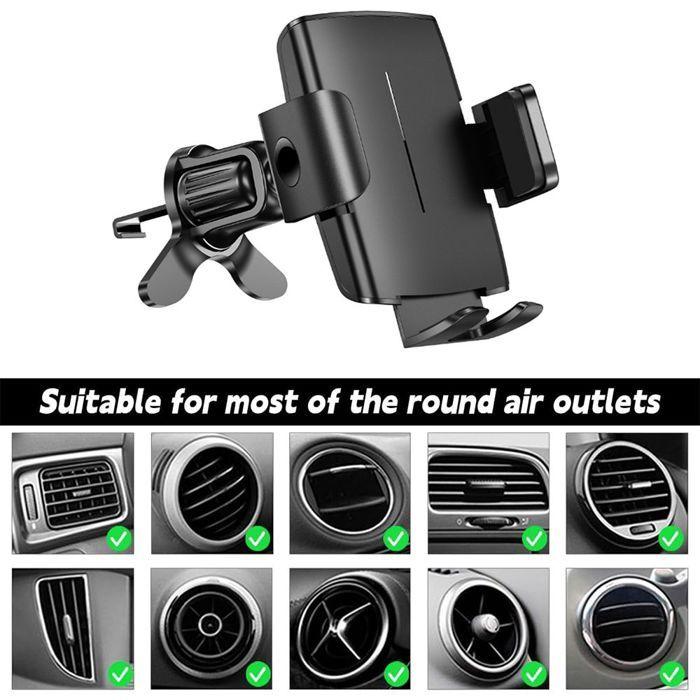 Support Téléphone Voiture Universel, Rotation 360° Réglable Ajustable Stable - Noir