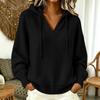 Damen Freizeit V-Ausschnitt Kapuzen Strickpullover Langarm Pullover Top