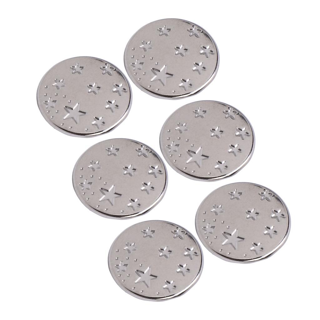 50 Sets Pants Buttons Replacement Stainless Steel Silver Color 17mm Stars Pattern Cap Pointed Screw