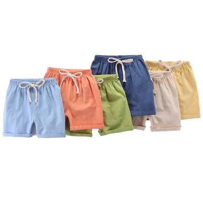 Shorts Casuais de Algodão de Verão para Crianças - Cor Sólida Roupa de Praia Esportiva