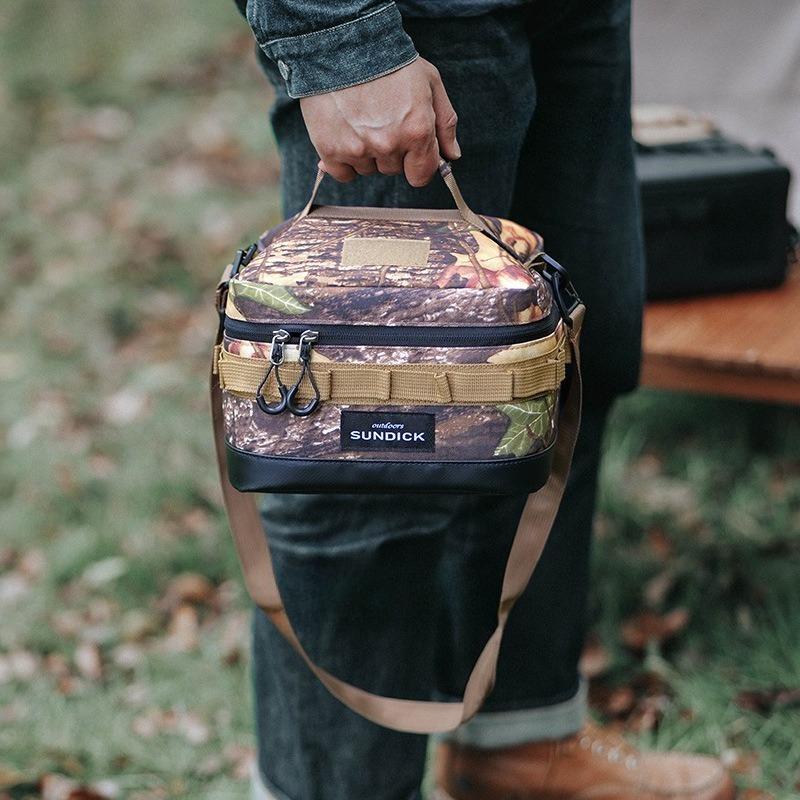 1pcs Outdoor Picnic Bag Insulated Tote Portable Oxford Cloth Handbag Outdoor Camping Tableware Storage Bag