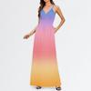 Women's Casual Knitted Cotton Gradient Print Suspender Dress