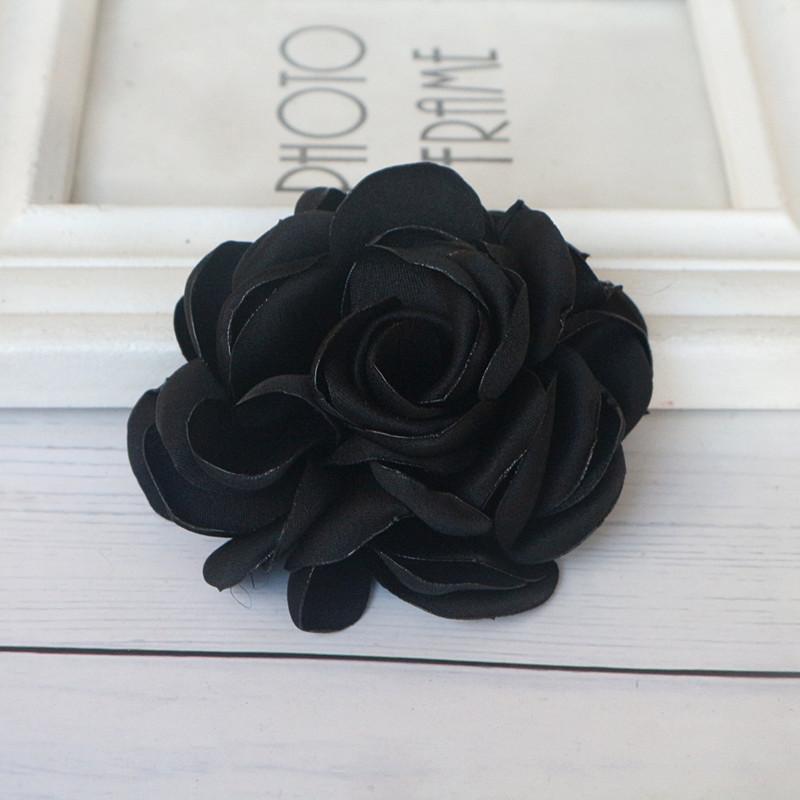 

5 шт. 8 см Искусственные атласные розы Тканевые вьющиеся цветы Одежда Платье Декор DIY Бутик Свадебное украшение чёрный