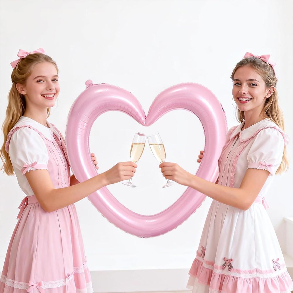 2/3/4/6 Pack of Heart-Shaped Aluminum Foil Balloons, 40inch Hollow Heart Balloons, Suitable for Valentine's Day, Birthday Parties, Weddi