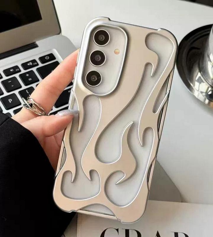 

Модный мягкий чехол из ТПУ с узором в виде полого пламени для Samsung S25 Plud S24 Ultra S23 S22 A16 A06 A55 A15 A14 A54, матовый глянцевый ударопрочный тонкий чехол для телефона Samsung A55 5G бежевый