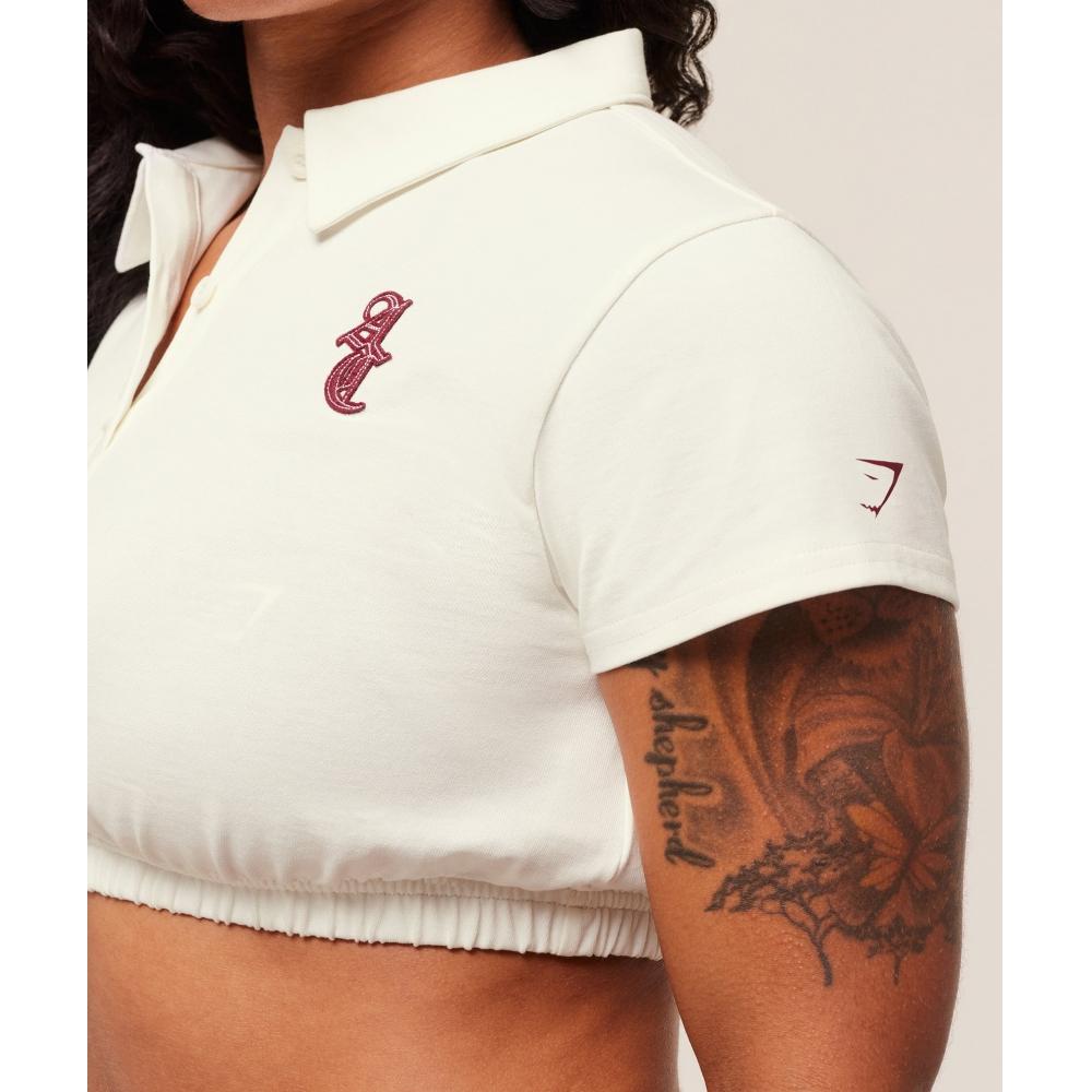 Gymshark X Analis Cropped Polo   Soft White Soft White B4b4h Wcmy