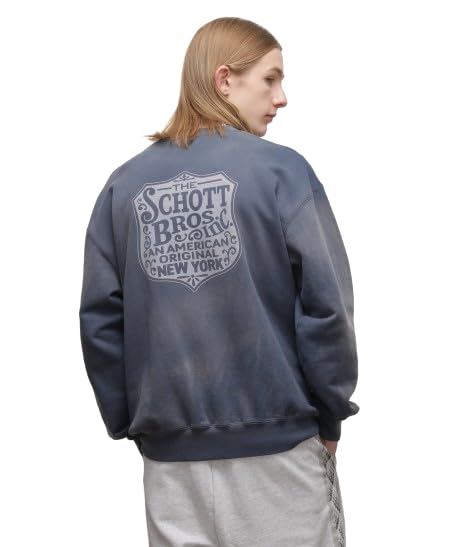 

Schott NYC FADE CREW SWEAT IRON PLATE, Men s, Size M (782-4132002), Navy