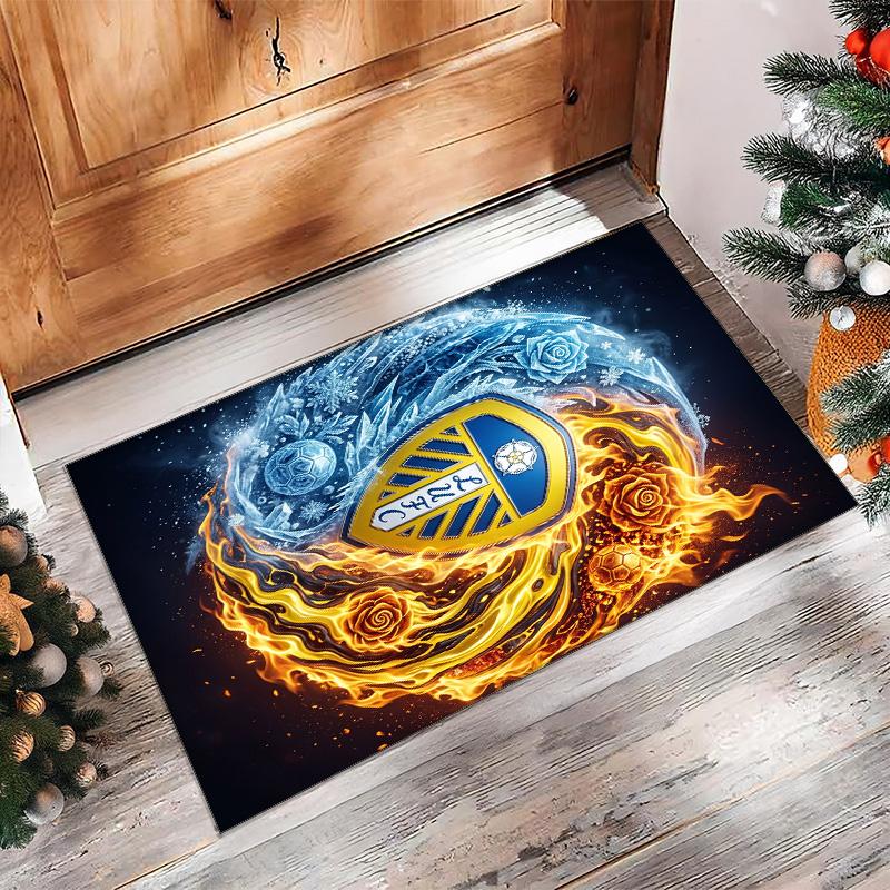Tappeto in Velluto di Cristallo con Stampa del Leeds United Football, Comodo Assorbente d'Acqua Antiscivolo Tappeto per Pavimenti Interni