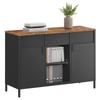 SONGMICS Aktenschrank, Metallschrank, Sideboard mit 2 Türen, Magnetverschluss, Verstellbare Regale, Stahlrahmen, Rustikales Braun und Mattes Schwarz U