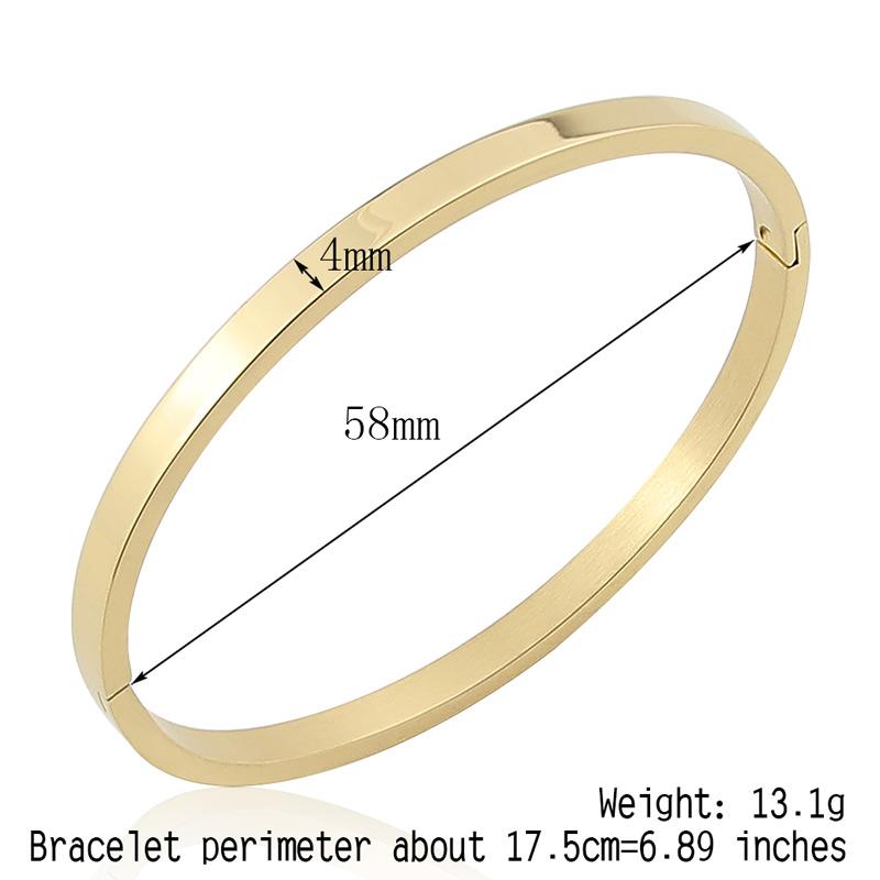 Fashion Stainless Steel Jewelry Oval Bangle for Woman Child Charm Bracelet Party Love Wedding Gift