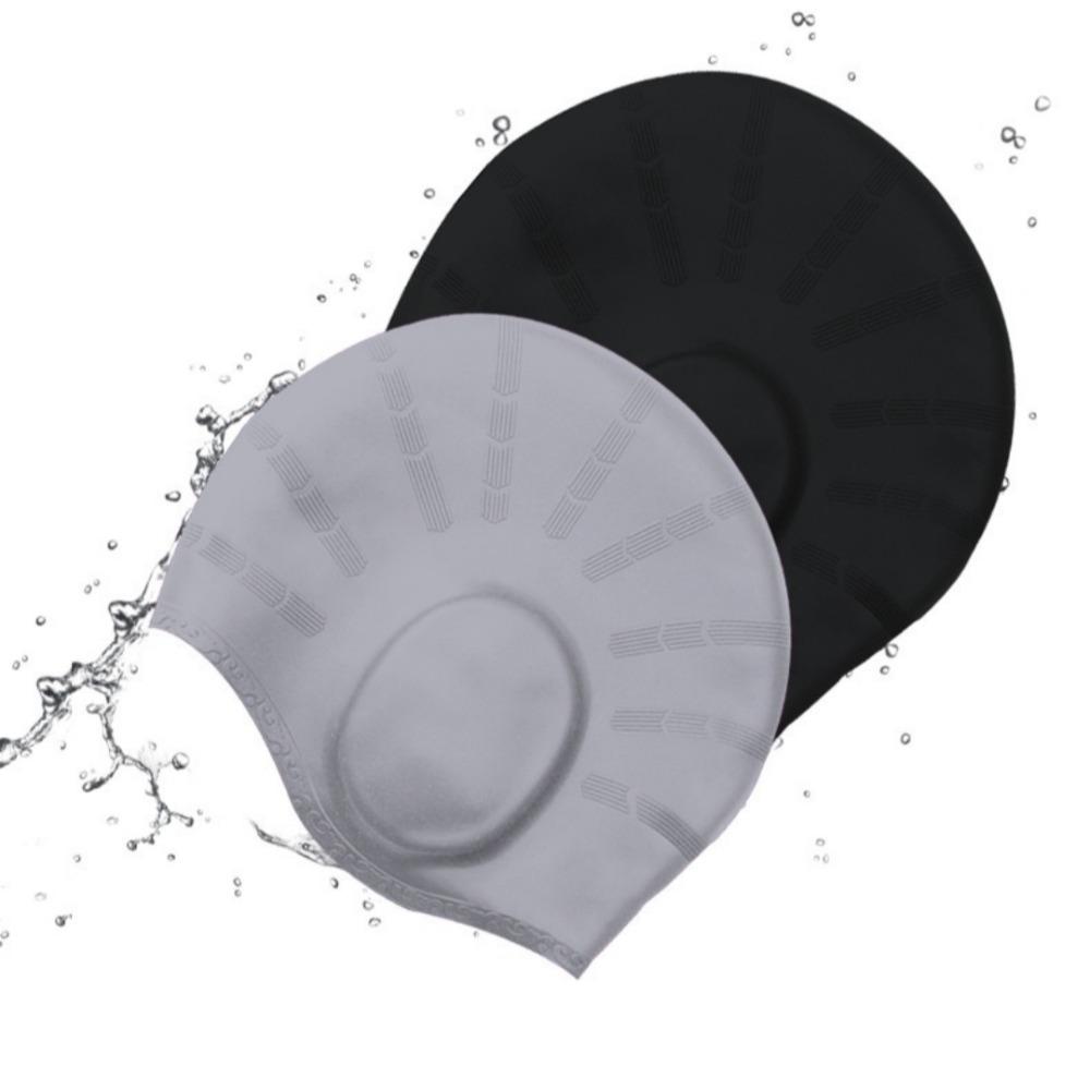Adult Silicone Swimming Cap Waterproof Ear Protection Diving Bathing Hats Beach Pool Caps Durable One Size Suitable for All Hair