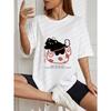Cute Cat In Cup T Shirt White Black Cat With Red Cup And Text Design For Casual Wear And Daily Outfits