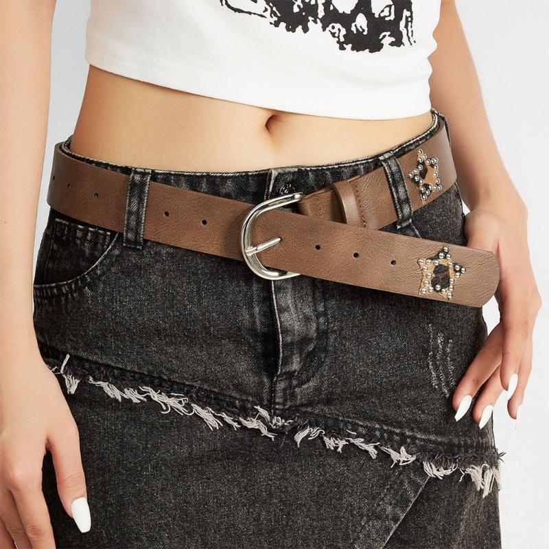 Gothic Punk Fashion Belt With Studs And Sparkling Rhinestones Adjustable Waist Accessory For Festivals Daily Wear