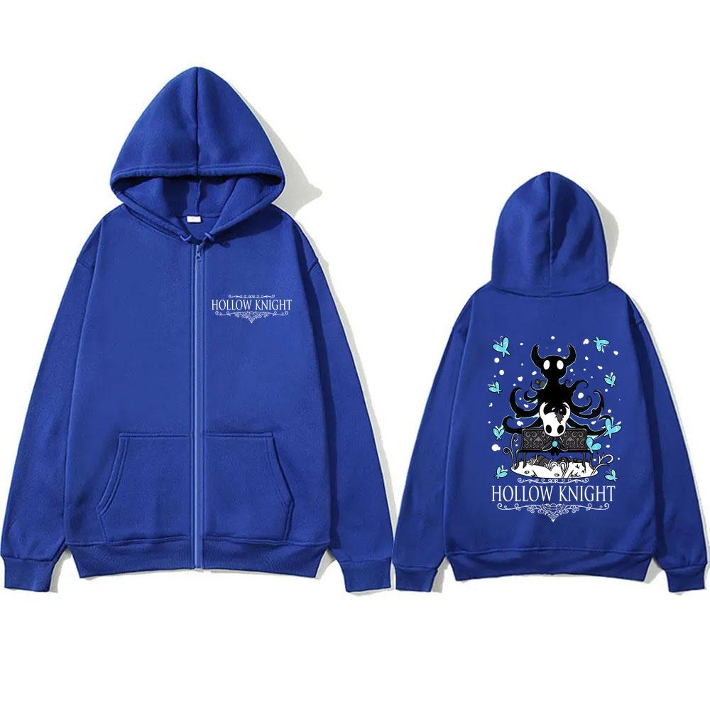 Gaming Hollow Knight Graphic Zipper Hoodie Men's Women's Casual Cartoon Style Hoodies Unisex Funny Game Lover Zip Up Jacket Coat
