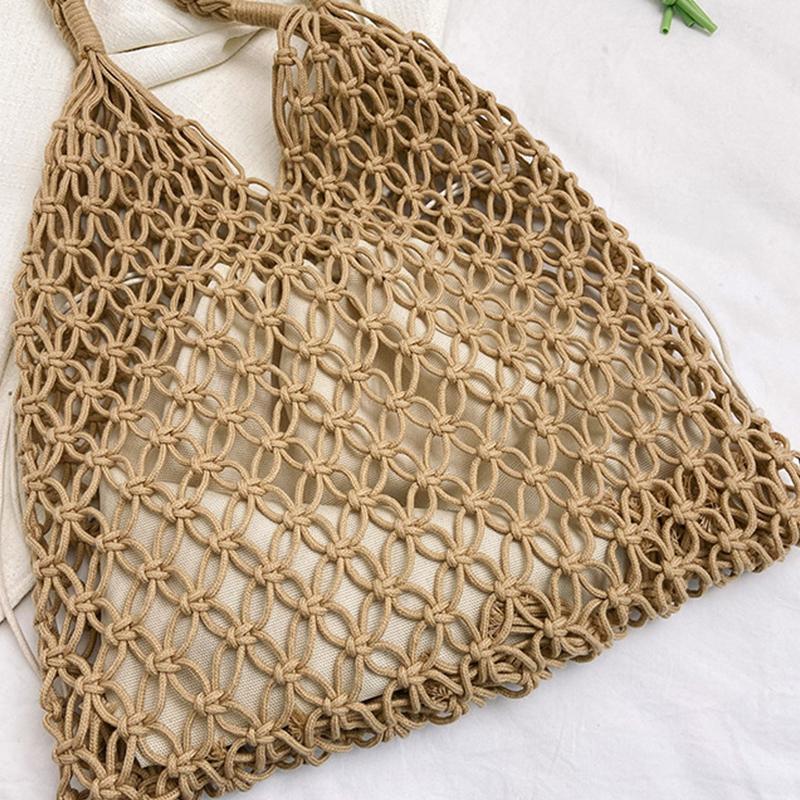 Yogodlns Borsa tessuta estiva per borse da donna Borsa a tracolla Boho da spiaggia lavorata a mano Borsa tote grande Borsa per la spesa scavata