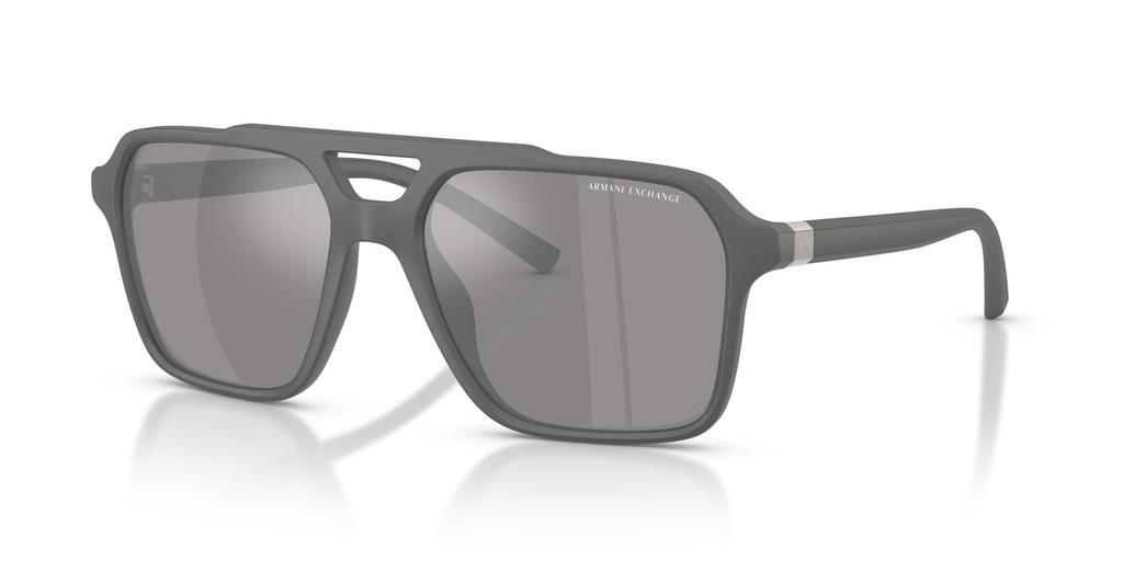 [ARMANI EXCHANGE] Armani Exchange Sunglasses for Men. Frame: Matte Grey. Lens: Grey Silver Mirror Polarized. Lens Width: 57mm. 0AX4166SU