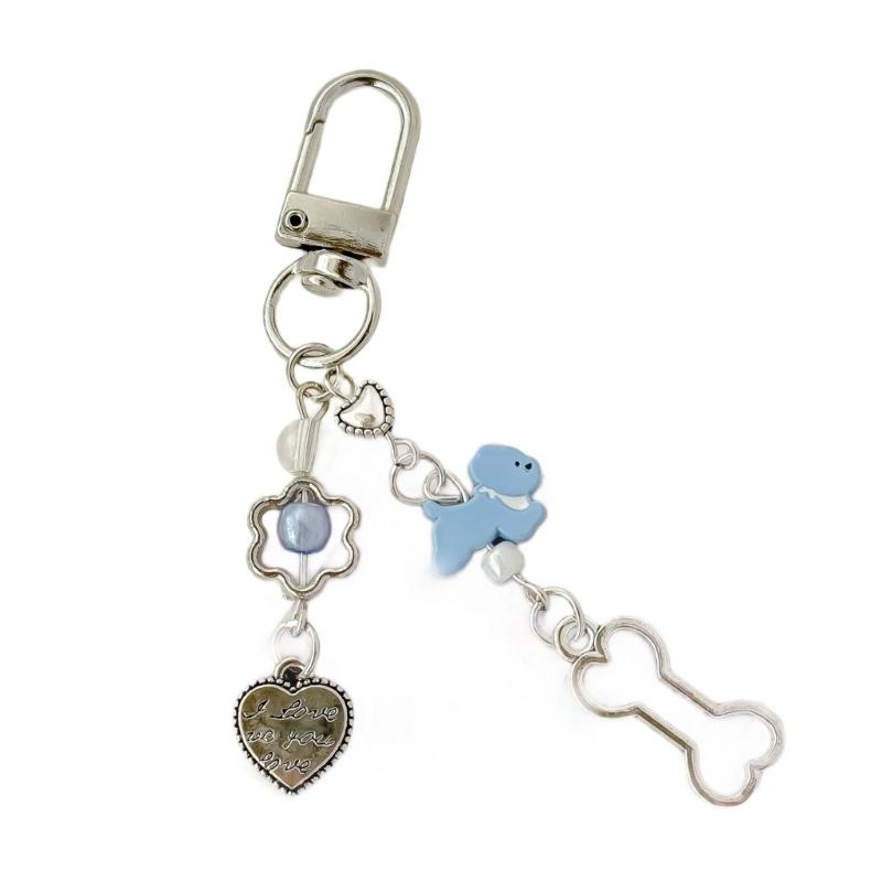 Elegant Blue Heart Dogs Phone Charm Multifunctional Blue Heart Puppy Phone Chain Bag Decoration Camera Earphone Holder 1