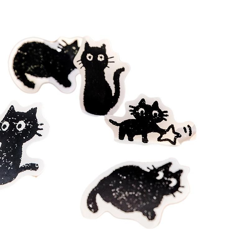 45 Stück Schwarze Katze Boxed Sticker Niedlich Cartoon Kawaii Stil Journal Scrapbook DIY Dekorationsmaterialien