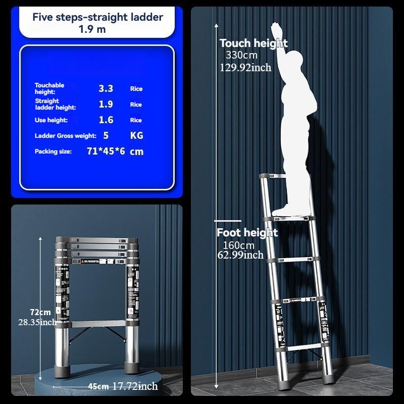 Multifunctional Stainless Steel Telescopic Ladder Portable Folding Ladder Herringbone Ladder Engineering Lifting Step Ladder