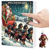 Christmas Advent Calendar with Santa Hats Hanging Dachshund Ornaments Mini Xmas Tree Dog Pendant for Holiday Backpack Ornaments