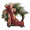 Christmas Rattan Leaves Woven Tape Home Party Door Wreath Decorative Rattan Red Berry  Bowknot Chic