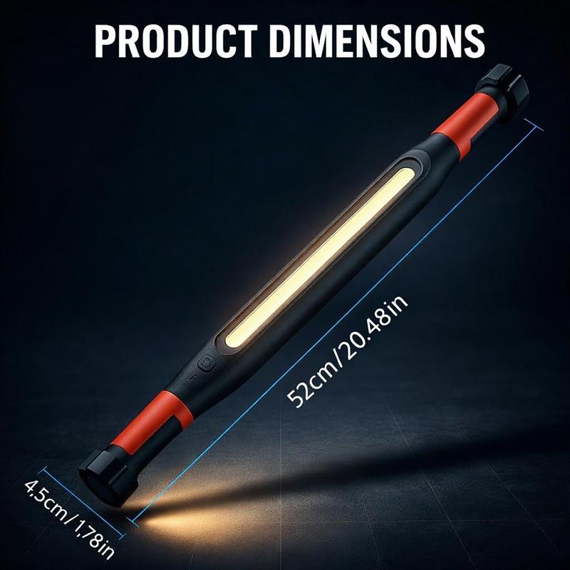 Magnetické nabíjecí LED pracovní světlo, USB 4 režimy Přenosná inspekční lampa Pod kapotu Tyč s hákem Bez rukou