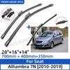 3PCS For Seat Alhambra 7N 2010-2019 28"+16"+14" Front Rear Wiper Blades Windshield Windscreen Window Cutter Accessories 2019