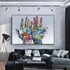 Modern Abstract Wall Art Canvas Street Graffiti Holding Hands Poster Print for Bedroom Living Room Home Decor Gifts
