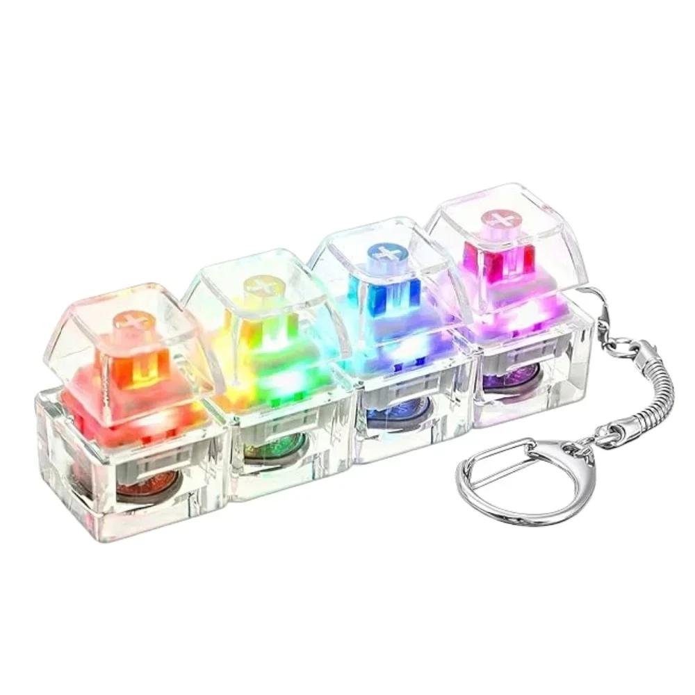 

1PC Light Up Keyboard Keychain Stress Relief Clickable LED Button Toy for People with Anxiety Office Desk Accessory прозрачный