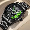 Car Watch Rotating Dial Quartz Movement Stainless Steel Sports Style Wristwatch