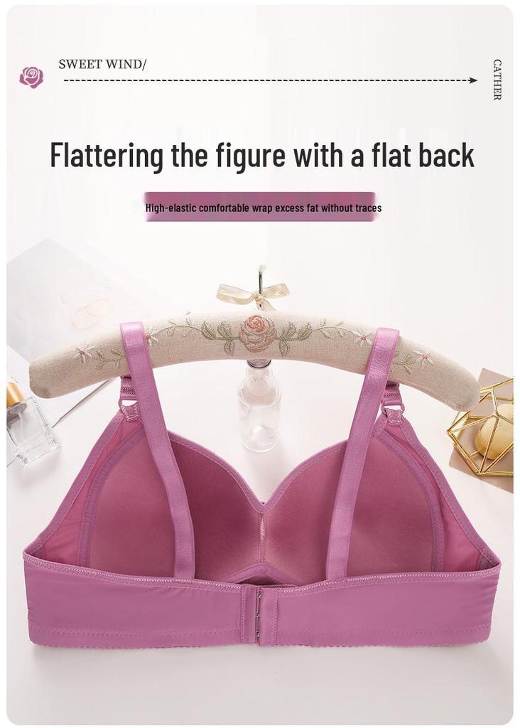 CrossD Plus Size Jacquard Wire-Free Mother's Bra - Elegant Back Support, Sizes 46-52