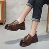 First Layer Cowhide Sole Loafers Women's 2025 Spring New Retro Breathable Single Shoes Thick Sole Large Size Small Leather Shoes Tide