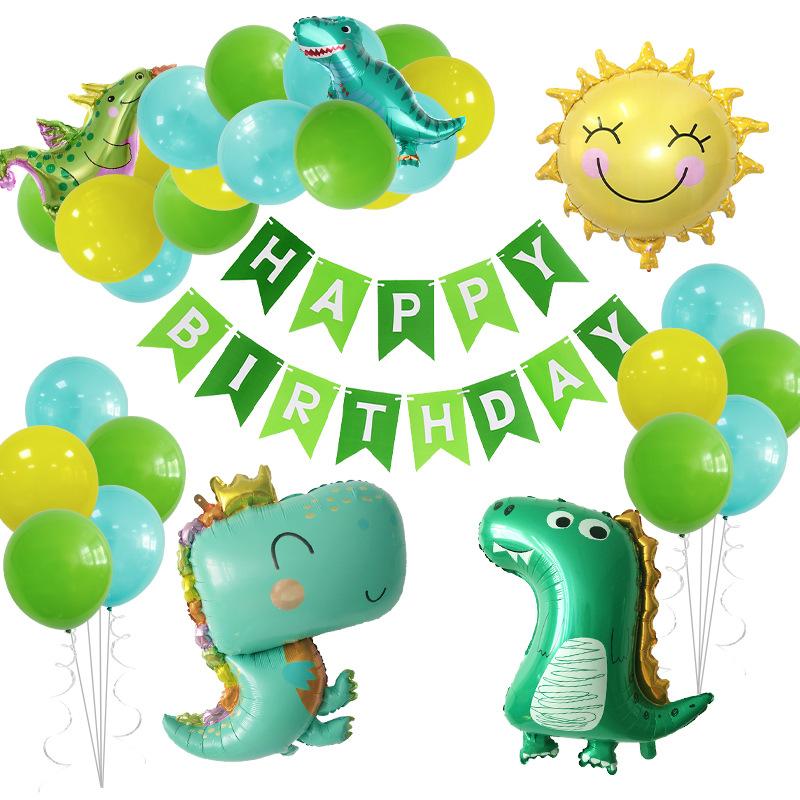 Dinosaurier Aluminiumfolienballon Grün Krone Dinosaurier Wald Themenparty Dekoration Niedlicher Dinosaurier Ballon