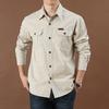Men Shirt Solid Color Single-breasted Multi-pockets Wear-resistant Men Top for Daily Wear