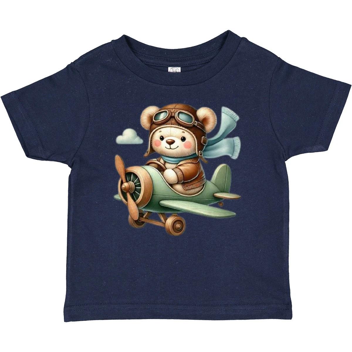 Inktastic Flying Bear Baby T-Shirt Plane Cute Infant Tees Shower Clothing 140